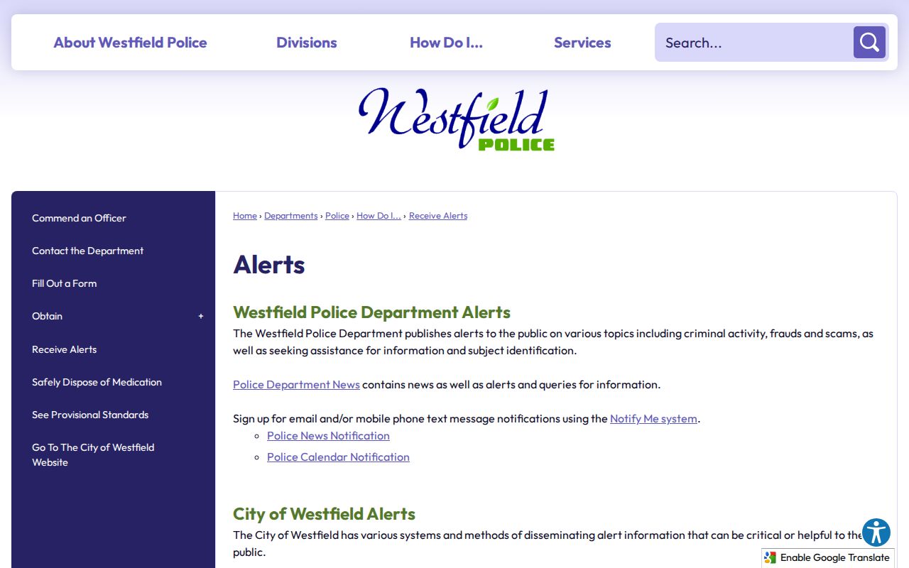 Westfield Police alert and arrest news source in Hampden County